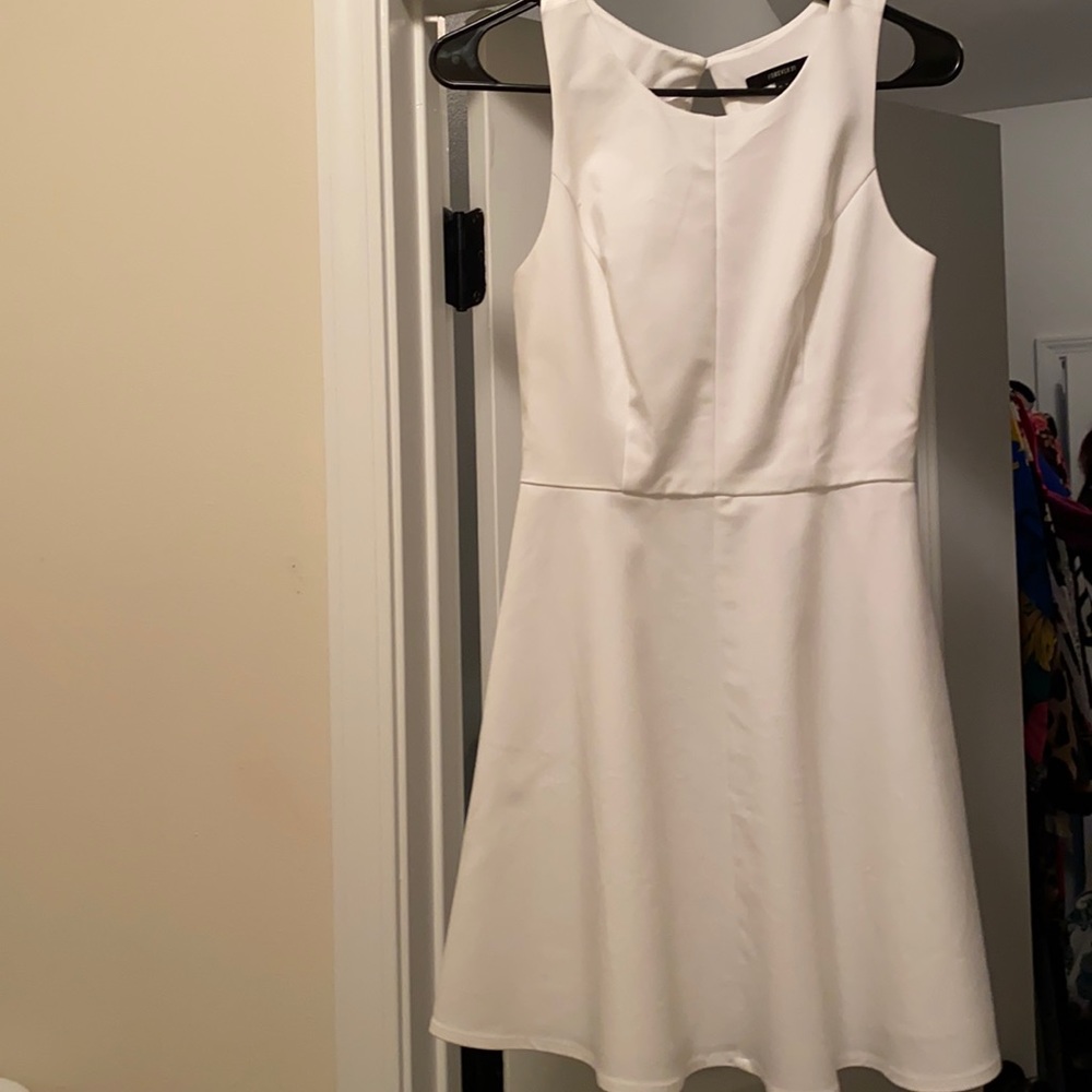 White Open Back Skater Dress